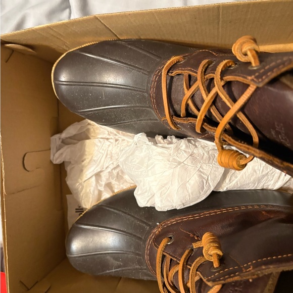 Sperry Men's Black and Brown Leather Rain Boots - Picture 3 of 7